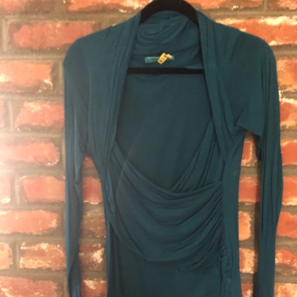 Anthropologie rusched teal sexy top from - Picture 2 of 3